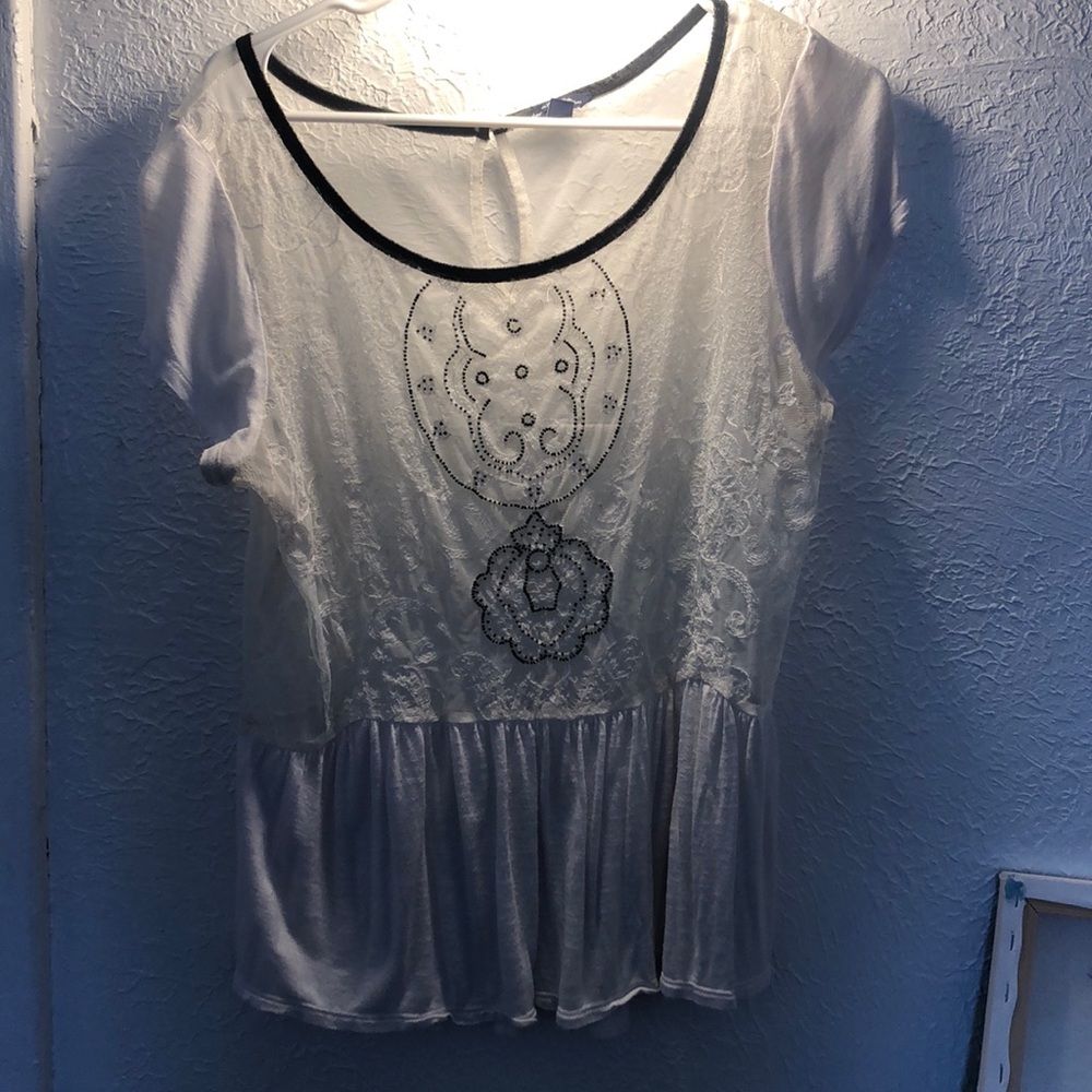 White lace/beaded blouse.